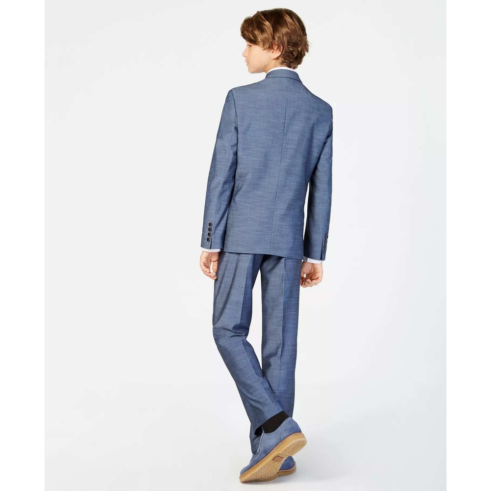 Calvin Klein Plain Weave Slim-Fit Suit Jacket Formal Wedding Party Blue Ten 10